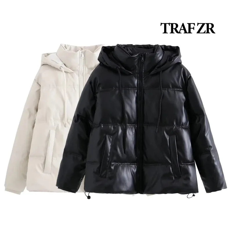 Winter Women's Cold Coat Winter Jackets for Women Warm Leather PU Parkas