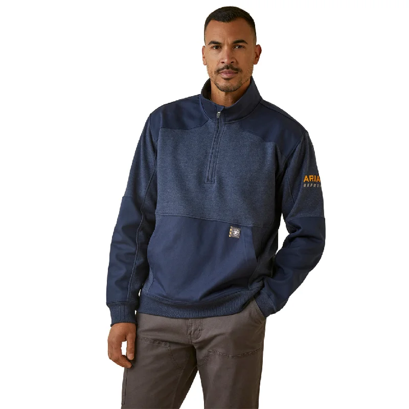 Ariat Men's Rebar Workman Duracanvas Navy 1/4 Zip Sweatshirt 10046402