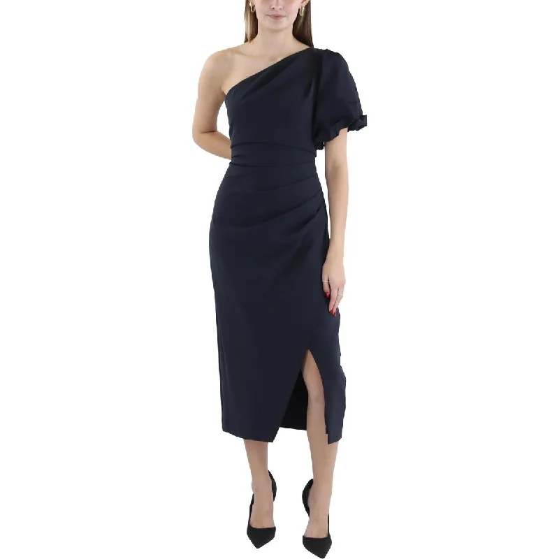 Womens One Shoulder Midi Cocktail And Party Dress