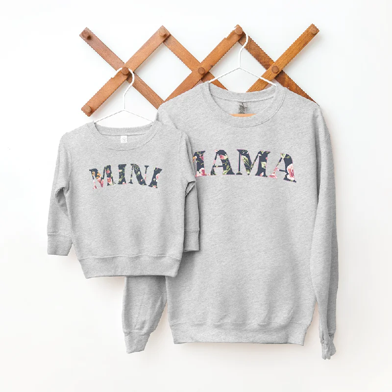 Mama & Mini  Matching Winter Floral Print Sweatshirts