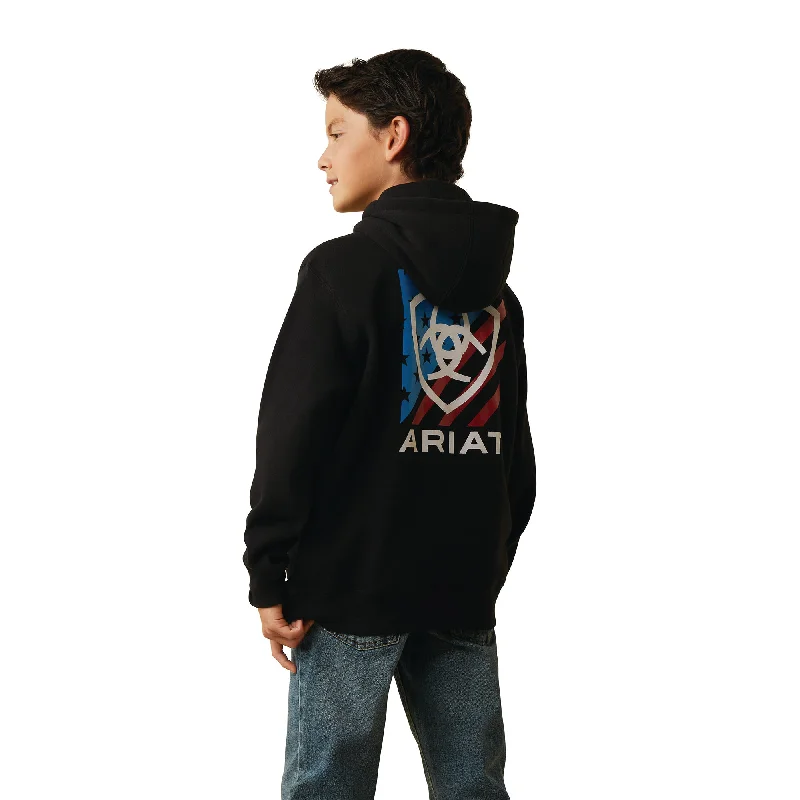 Ariat® Boy's Americana Block Black Hoodie 10041154