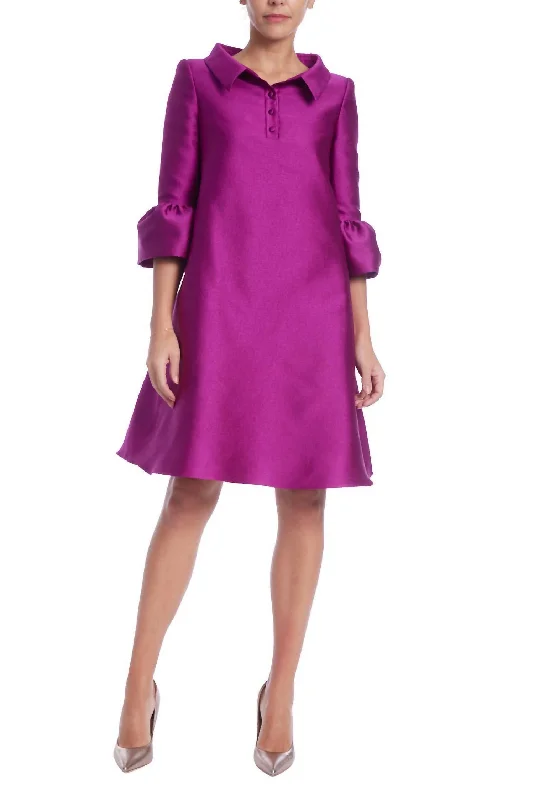 Texture A Line Shirt Dress In Purple