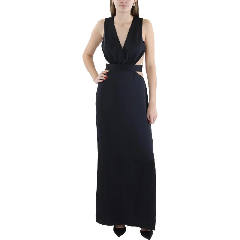 Milan Womens Satin Open Back Evening Dress