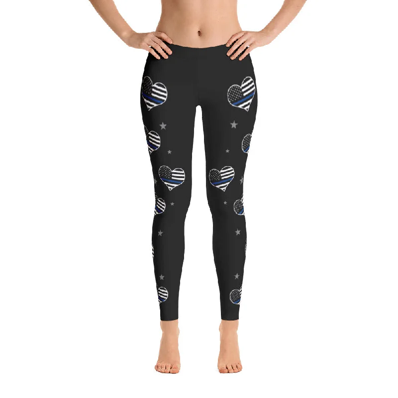 Thin Blue Line Heart Leggings