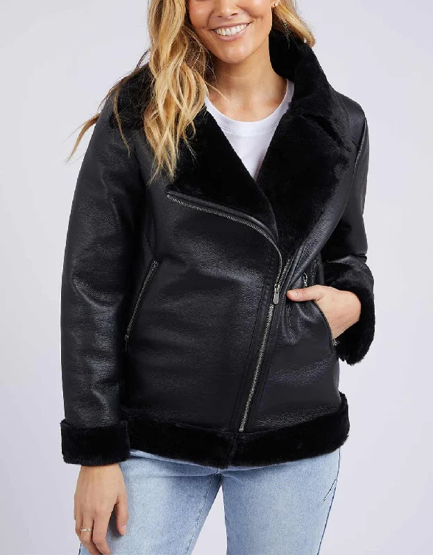 Moto Shearling Jacket - Black