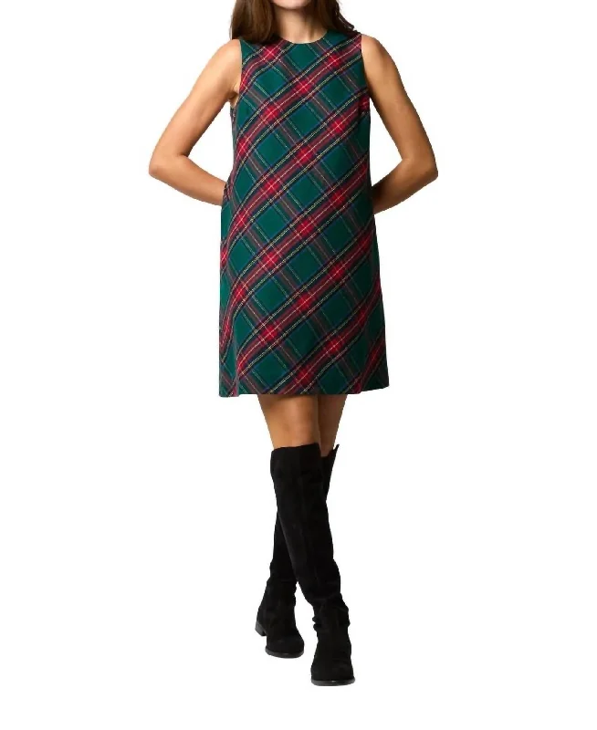 Susy Shift Dress In Green/red Royal Stewart Tartan