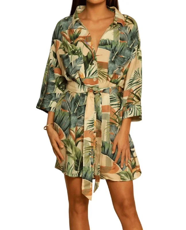 Oversized Linen Dress In Modern Tropics