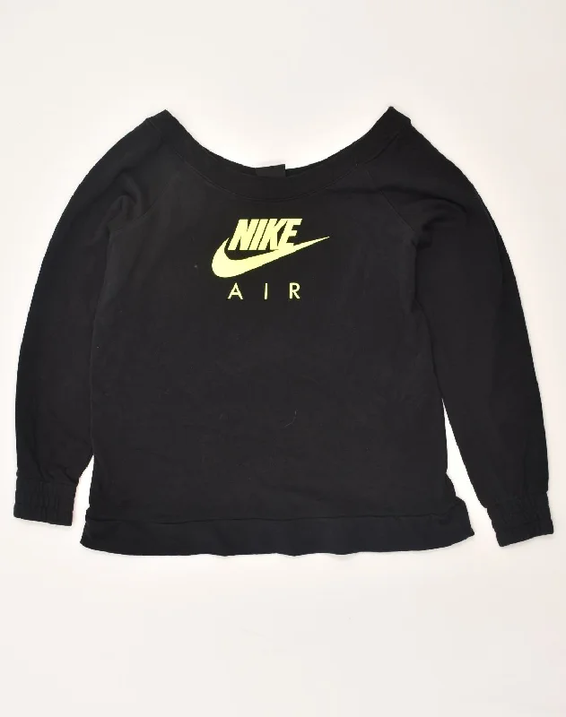 NIKE Womens Graphic Sweatshirt Jumper UK 10 Small Black