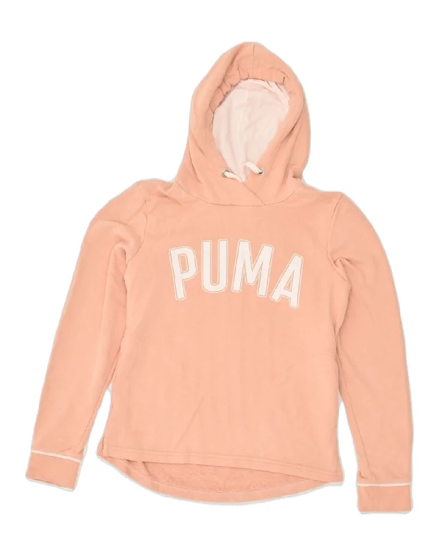 PUMA Womens Graphic Hoodie Jumper UK 10 Small  Orange Cotton