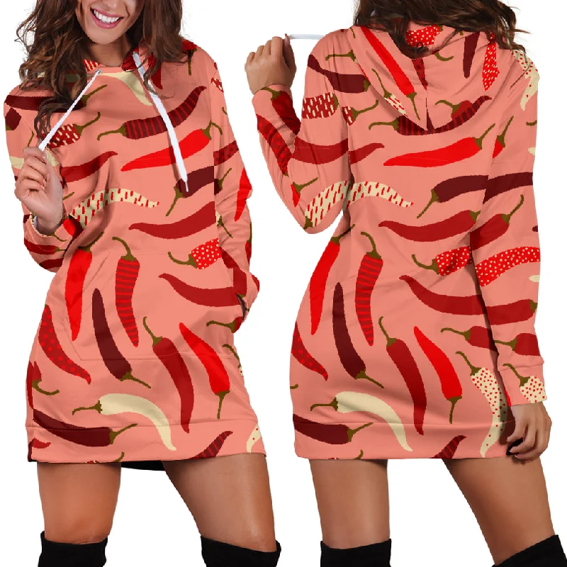 Beautiful Chili Peppers Pattern Women'S Hoodie Dress