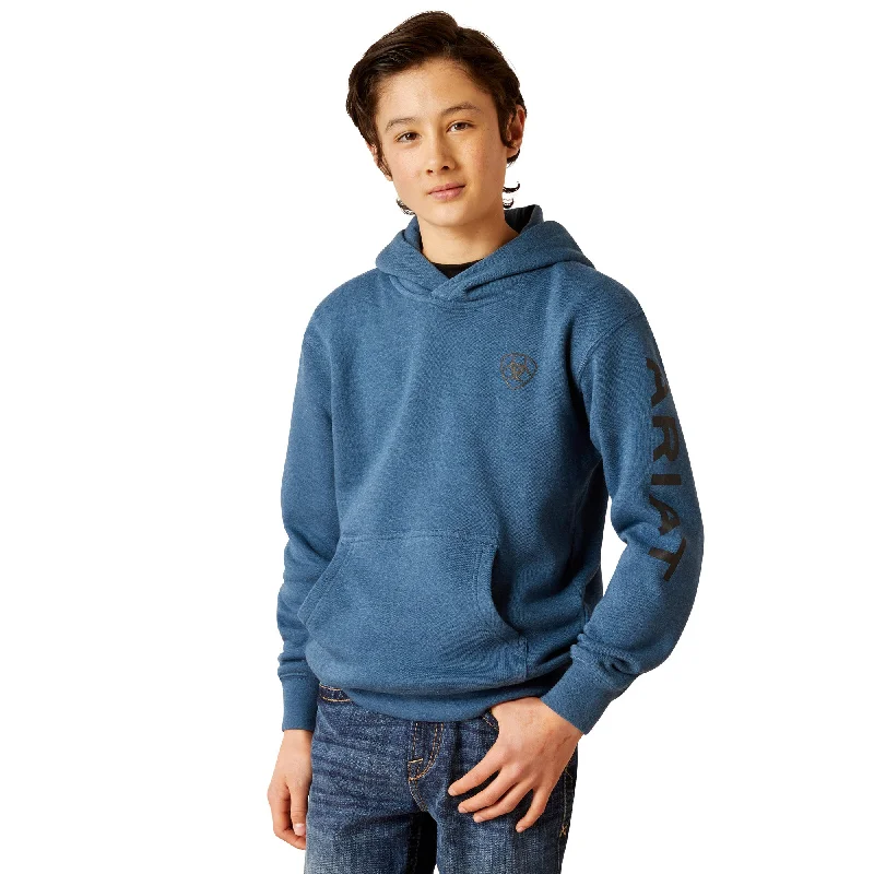 Ariat Youth Boy's Logo Poseidon Blue Hoodie 10046472