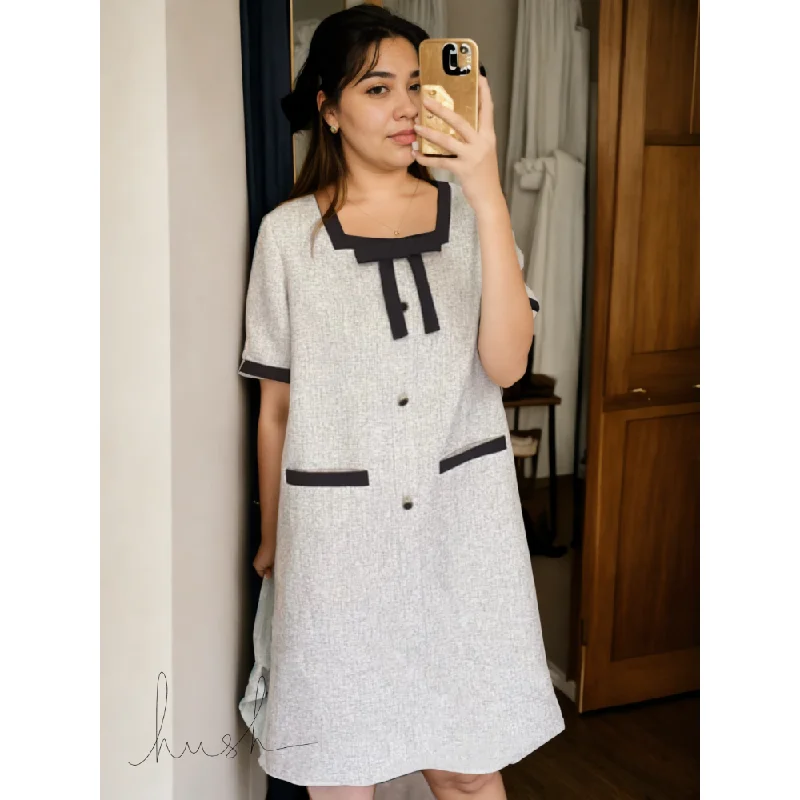 Plus Size Korean Square Neck Shift Dress