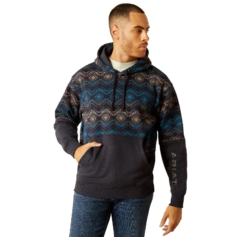 Ariat Men's Color Block Navy Hoodie 10052449