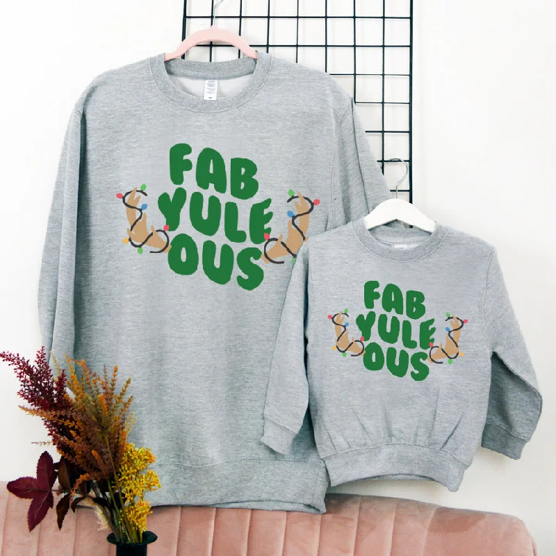 Fab Yule Ous Reindeer Christmas Matching Grey Sweatshirts