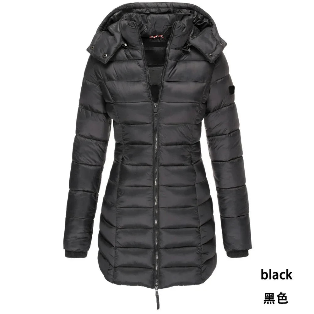 light luxury goose down jacket thickened medium long women's hooded slim down