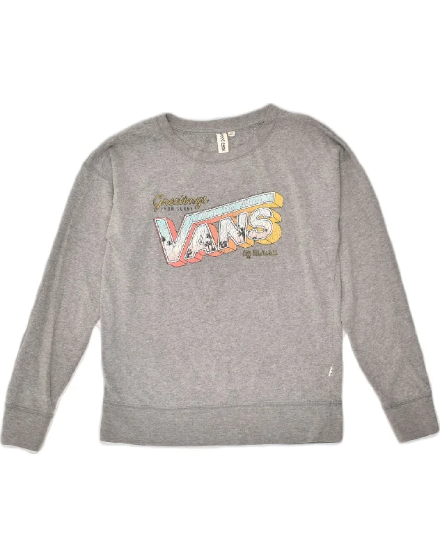 VANS Womens Graphic Sweatshirt Jumper UK 6 XS Grey Cotton