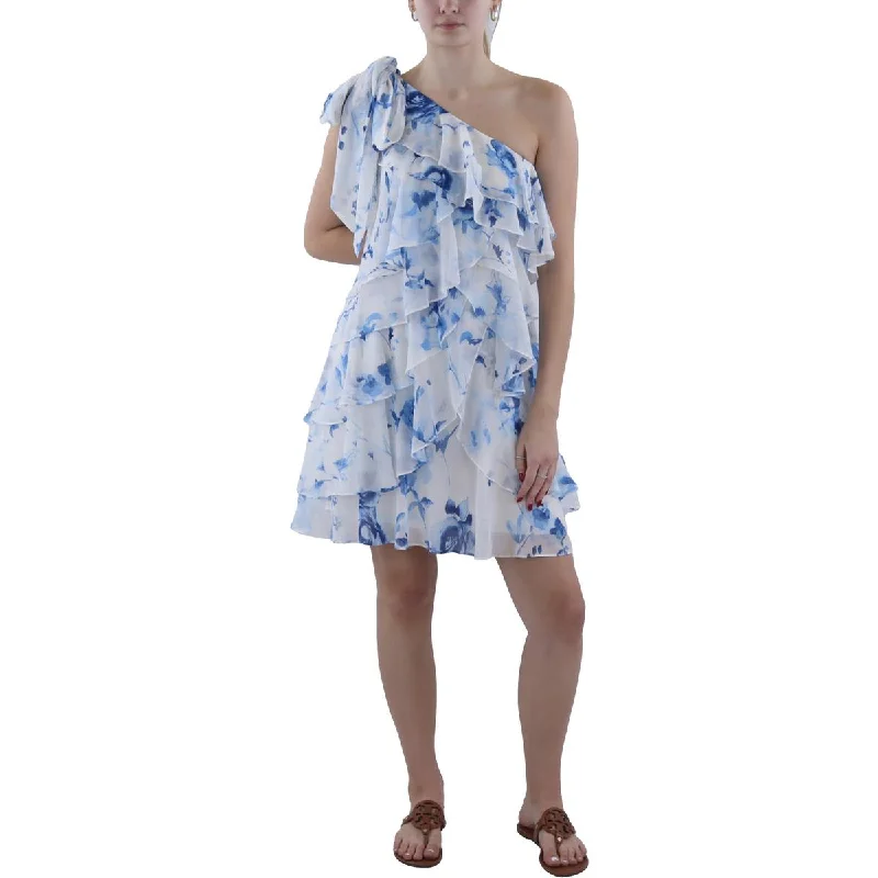 Womens Mini Floral Print Cocktail And Party Dress