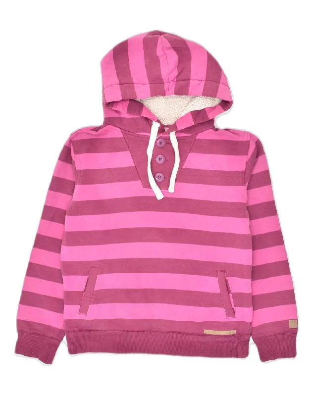 ANIMAL Womens Hoodie Jumper UK 10 Small Pink Striped Cotton