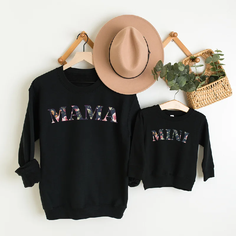 Mama & Mini  Matching Winter Floral Print Sweatshirts