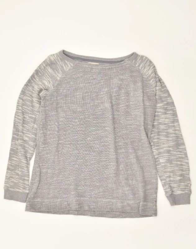 CHAMPION Womens Boat Neck Jumper Sweater UK 14 Medium Grey Cotton