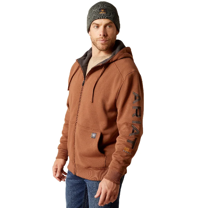 Ariat Men's Rebar All Weather Aztec Brown Full Zip Hoodie 10052862