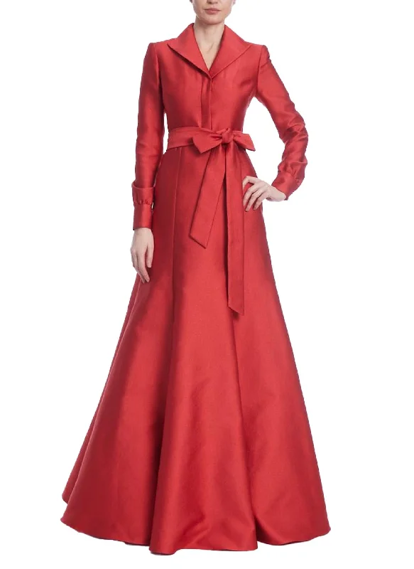 Luxe Coat Dress Gown In Red