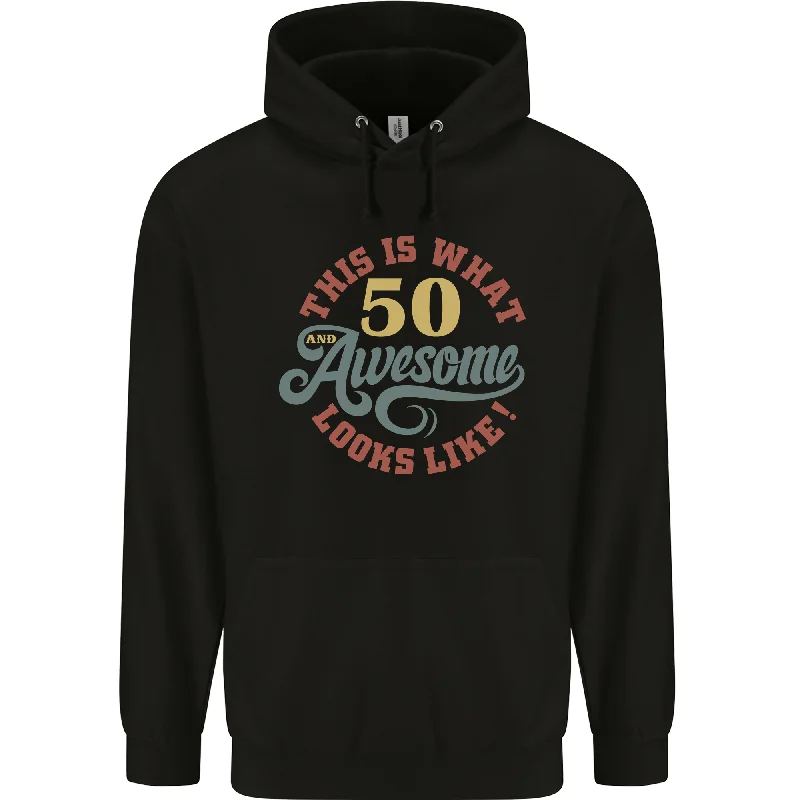 50th Birthday 50 Year Old Awesome Looks Like Mens 80% Cotton Hoodie