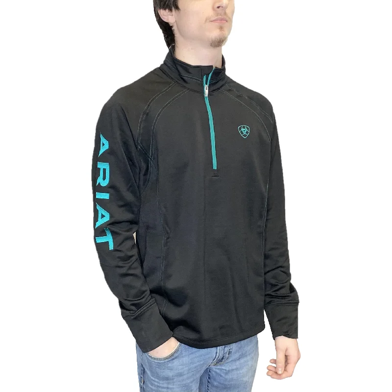 Ariat Men's Tek Team Black & Teal 1/2 Zip Sweatshirt 10039085