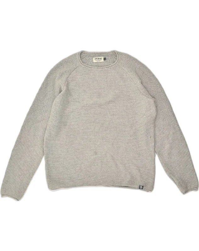 JACK & JONES Womens Crew Neck Jumper Sweater UK 20 2XL Grey Cotton