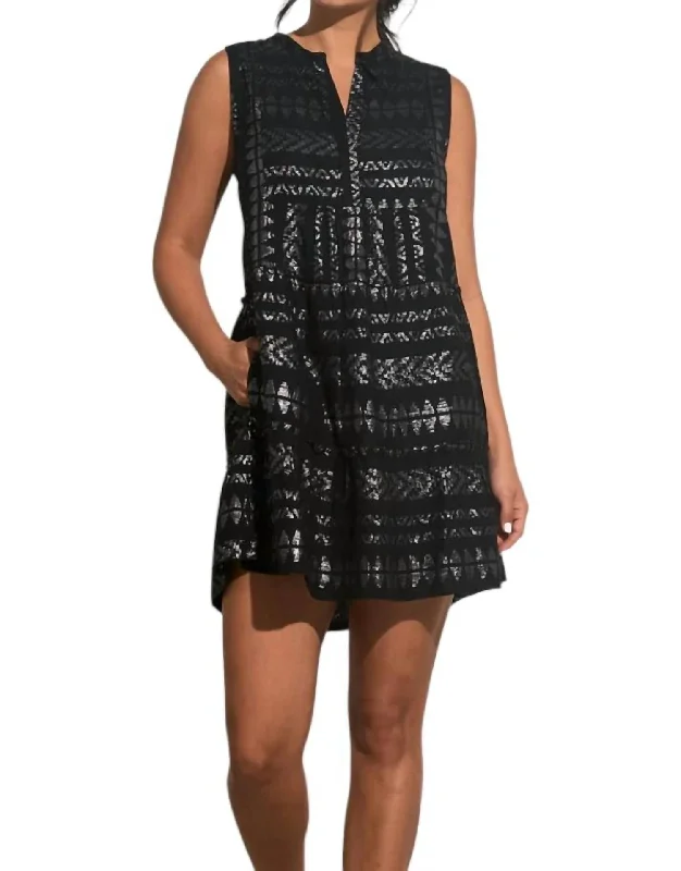 Arrow Print Dress In Black/silver